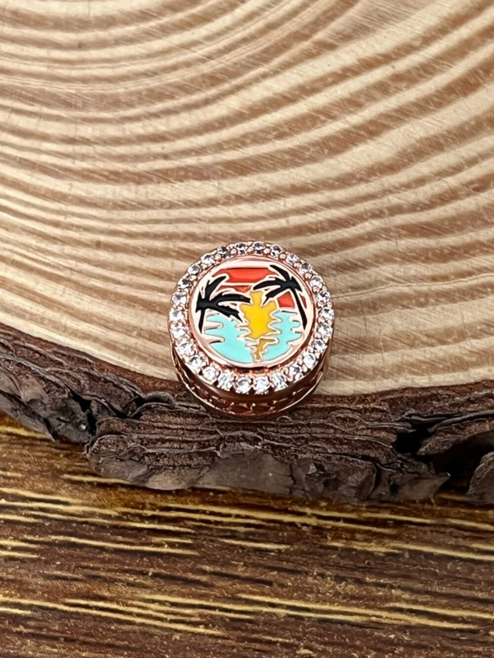 Pandora Nightfall Beach Rose Gold Plate Bead S925 Silver Charm